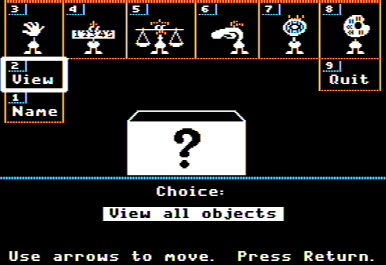 Mystery Objects (Apple II) screenshot: Available Tools