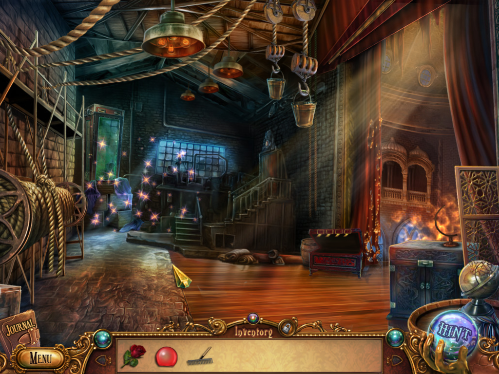 Small Town Terrors: Galdor's Bluff (Windows) screenshot: The sparkles in the back means that is a hidden object area