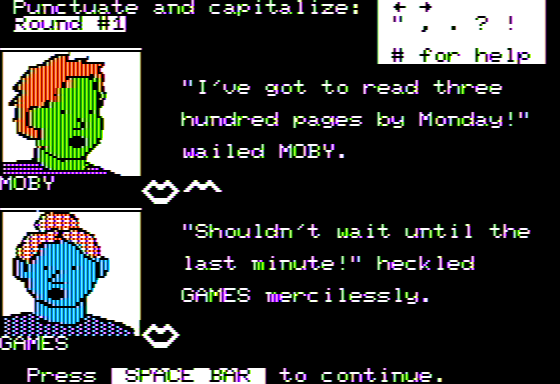 Don't Quote Me & Adjective Scramble (Apple II) screenshot: Don't Quote Me - Finished a Sentence